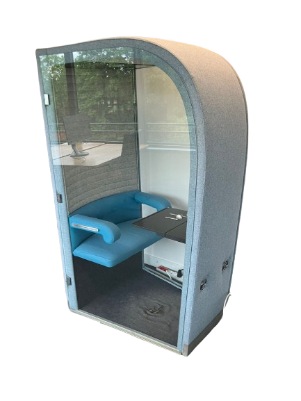 Cabine acoustique en tissu bleu
