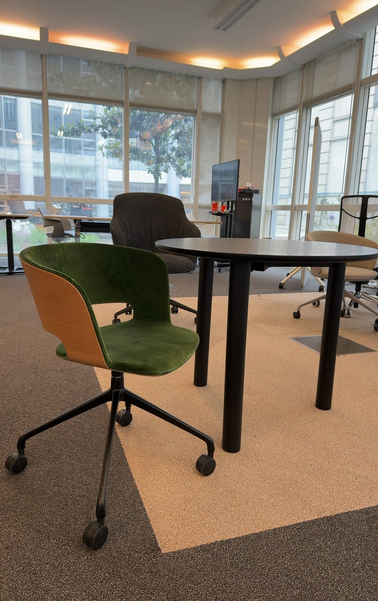 Chaise Konig + Neurath en Tissu Olive