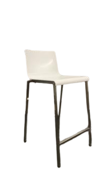 Chaise haute blanche en plastique et métal