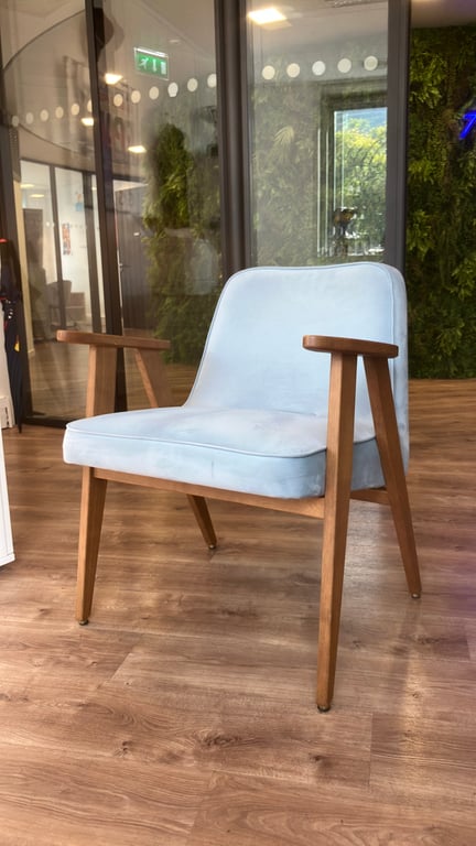 Fauteuil Gris en Velours avec Accoudoirs