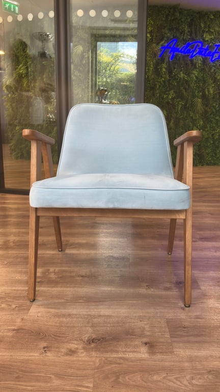 Fauteuil Gris en Velours avec Accoudoirs
