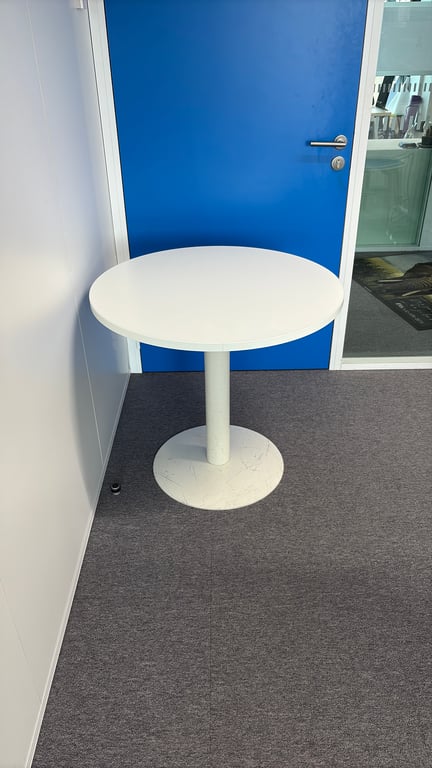 Table Polyvalente Ronde - Table blanche avec pieds en métal