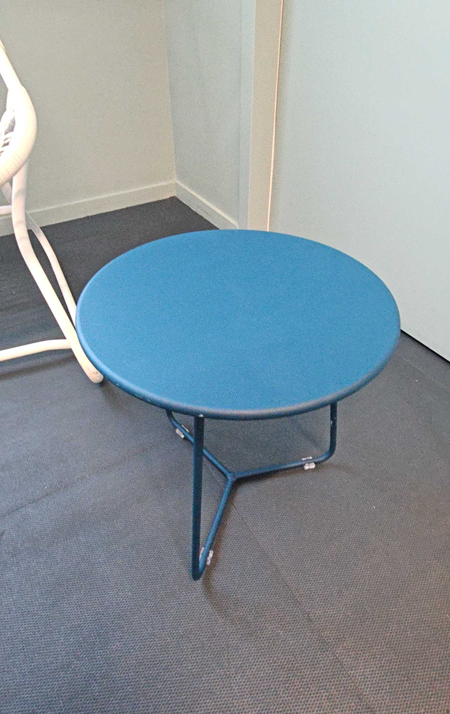 Table basse D34xh36 Bleu-vert Métal
