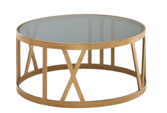 Table basse métal et verre FINEBUY dorée