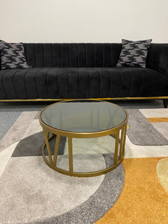 Table basse métal et verre FINEBUY dorée