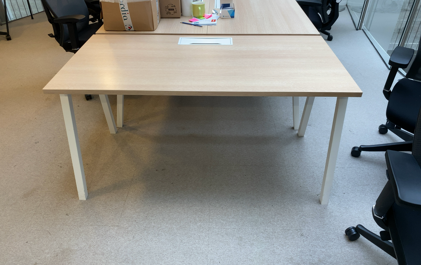 Bureau droit L140xl70xh70 Bois et Métal Blanc