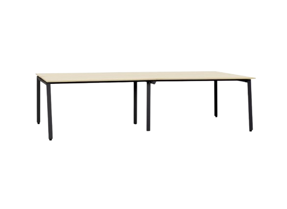 Bench 6 places L360xl143xh73 - Plateau bois et pieds métalliques noirs