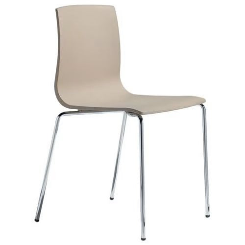 Chaise Design Plastique Beige et Métal Chromé