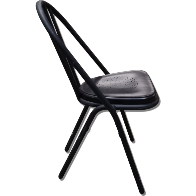 Chaise Métal et Cuir Noir