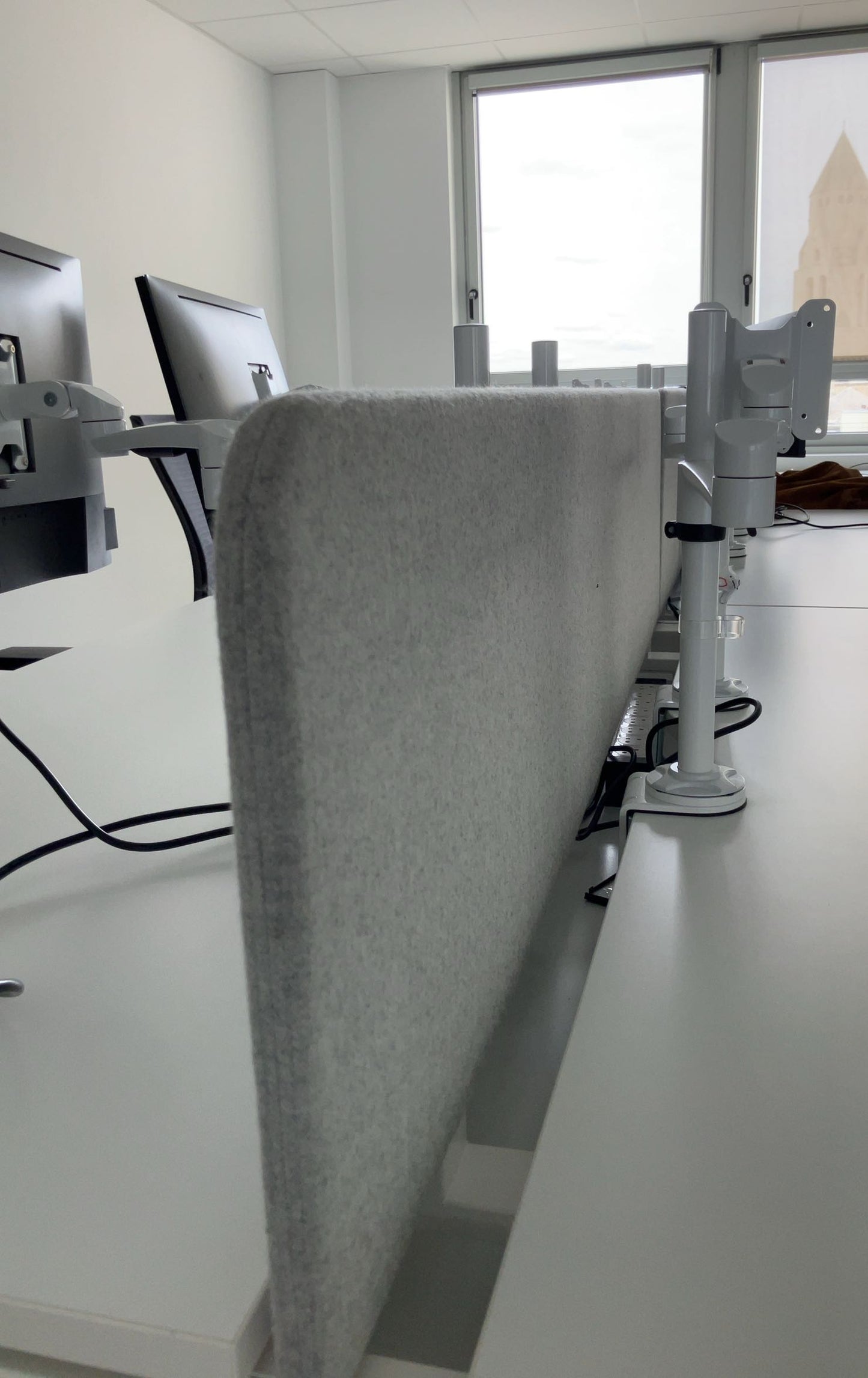 Écran de séparation en tissu 160x5x35 cm - Gris