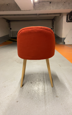 Chaise Tissu Rouge Pieds Bois