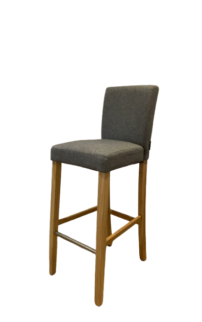 Tabouret en Tissu Gris avec Pieds en Bois