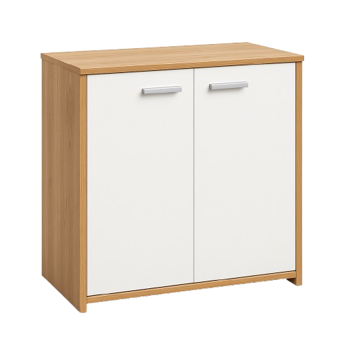 Armoire en bois avec portes mélaminées blanches