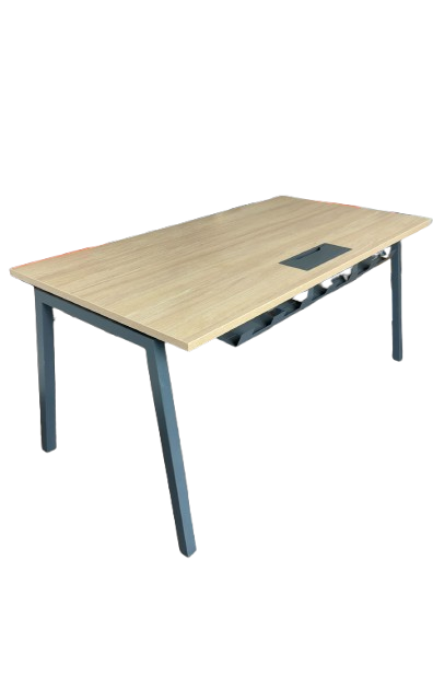 Bureau droit L160xl80xh75 - Mélaminé Bois et Métal Gris