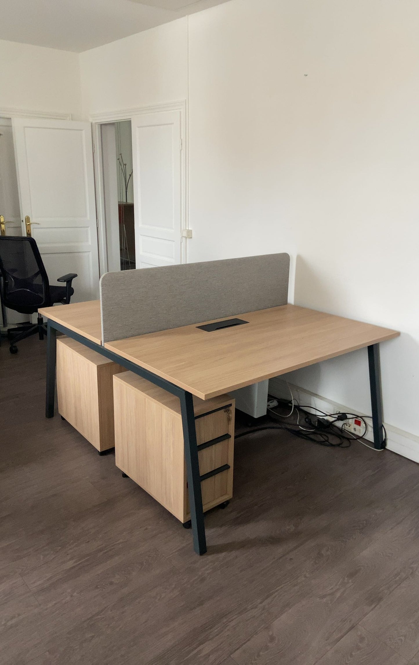 Bureau multiposte L140xl80xh75 - Bois et Métal - 2 postes