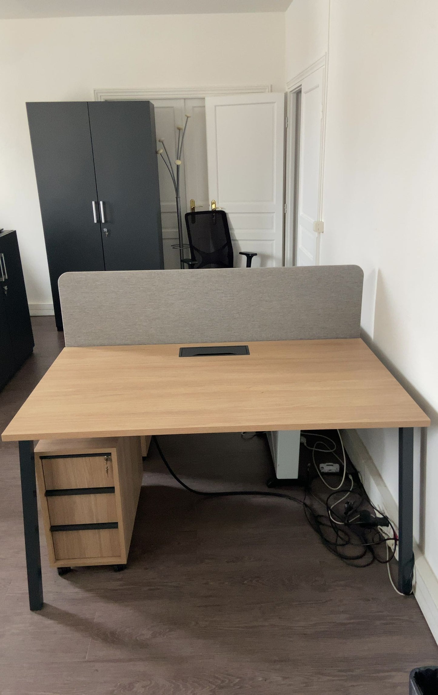Bureau multiposte L140xl80xh75 - Bois et Métal - 2 postes