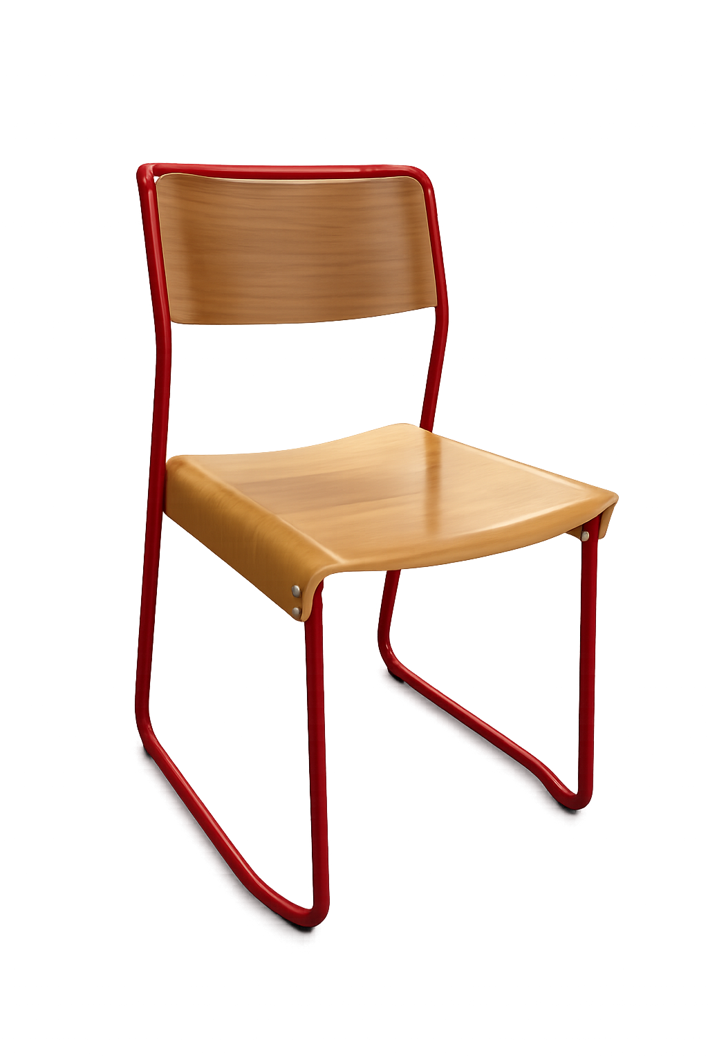 Chaise Bois et Métal Rouge