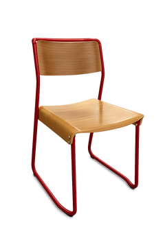 Chaise Bois et Métal Rouge