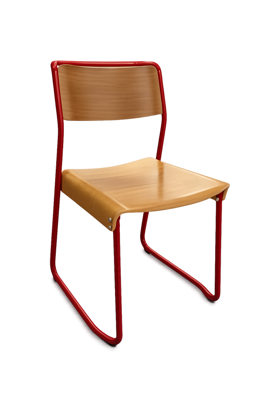 Chaise Bois et Métal Rouge