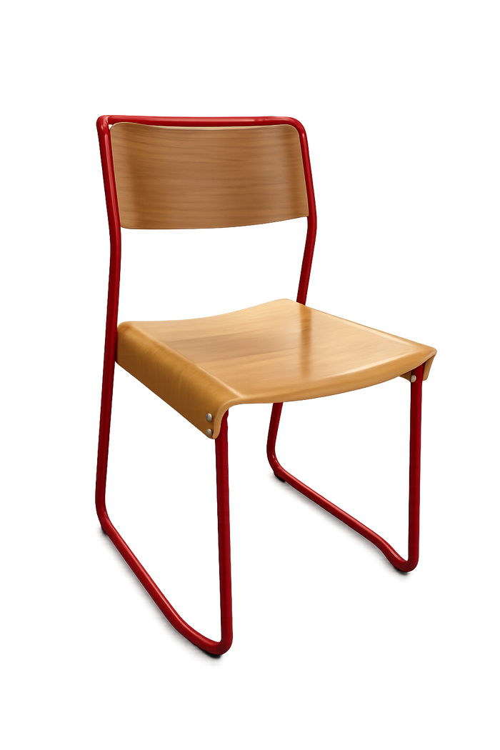 Chaise Bois et Métal Rouge