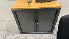 Armoire basse de rangement bois et métal - portes