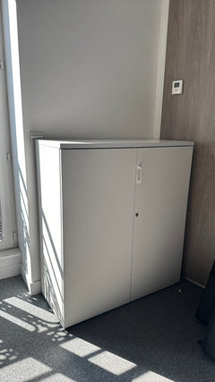 Armoire basse mélaminé blanc - 3-4