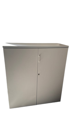 Armoire basse mélaminé blanc - face