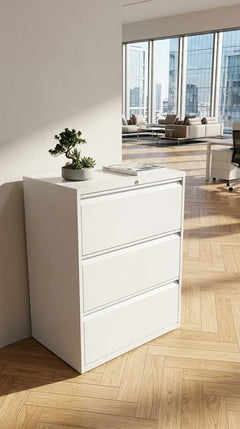 Armoire basse métal blanche