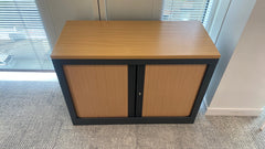 Armoire basse portes coulissantes bois clair - portes