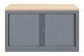 Armoire basse portes coulissantes en métal et bois clair