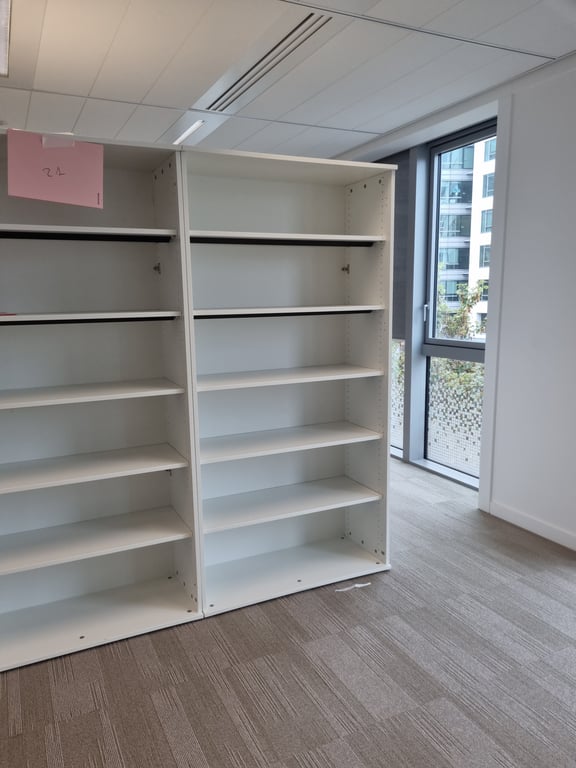 Armoire haute 6 étagères bois blanc - portes