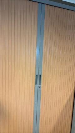 Armoire haute métal portes coulissantes acajou - portes