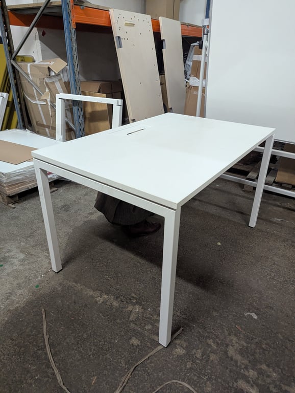 Bureau droit 120x80 cm blanc bois et métal