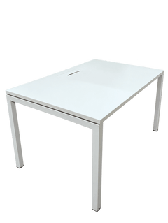Bureau droit 120x80 cm blanc bois et métal