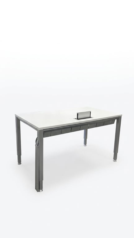 Bureau droit 140 x 80 blanc mélaminé - Réglable en hauteur