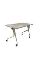 Bureau droit blanc 120x60 avec roulettes