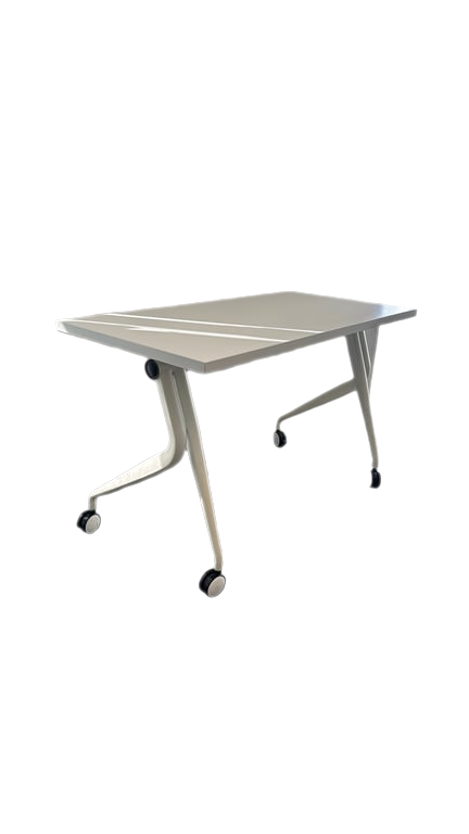 Bureau droit blanc 120x60 avec roulettes - 3-4