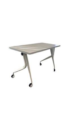 Bureau droit blanc 120x60 avec roulettes - 3-4