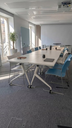 Bureau droit blanc 120x60 avec roulettes