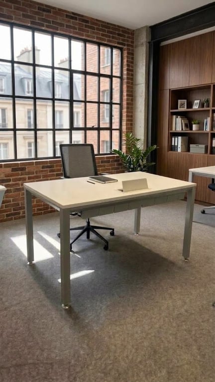 Bureau droit blanc avec Top Access - 140 x 80 cm