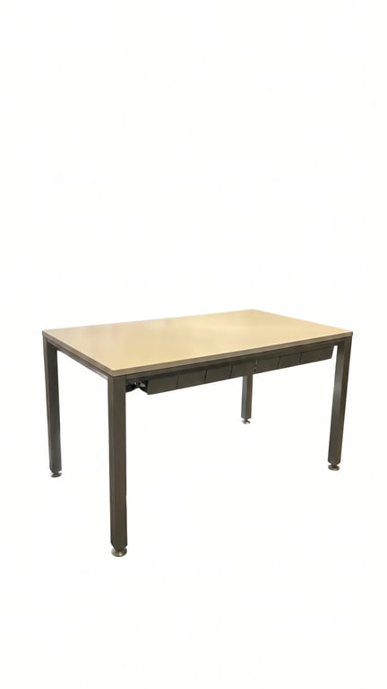 Bureau droit en bois mélaminé blanc