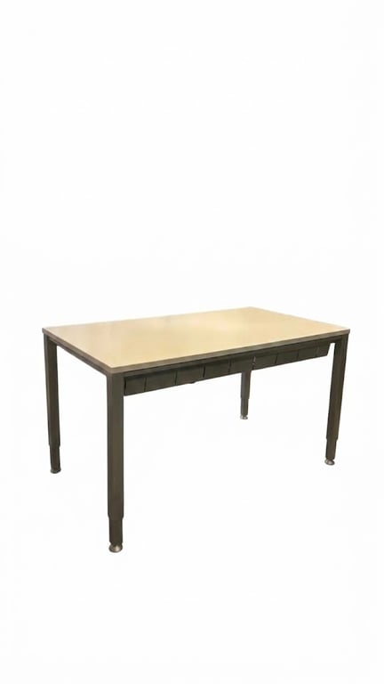 Bureau droit plateau mélamine blanc 140x80 - réglable en hauteur