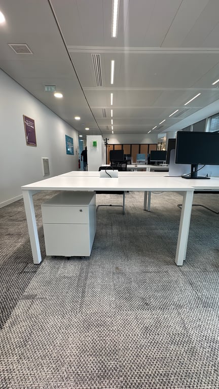 Bureau multiposte 2 postes 140 x 160 blanc - face