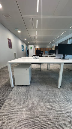 Bureau multiposte 2 postes 140 x 160 blanc - face