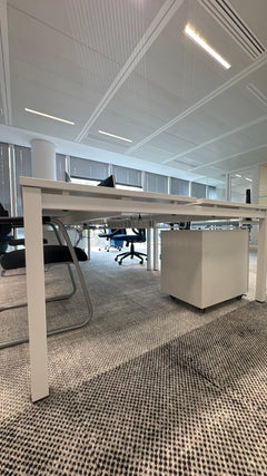 Bureau multiposte 2 postes 140 x 160 blanc - dessous