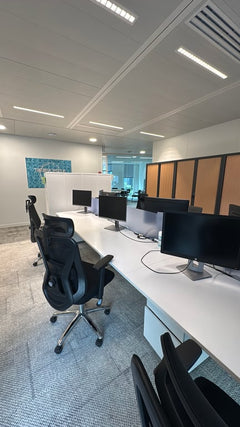 Bureau multiposte 6 postes blanc - ambiance