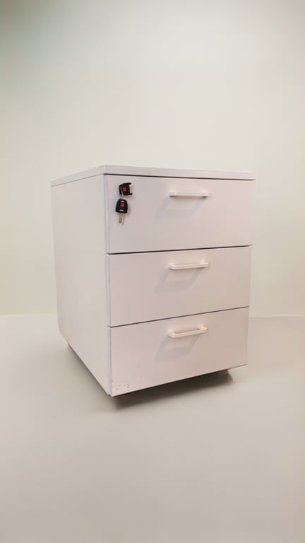 Caisson rangement 3 tiroirs blanc - 3-4