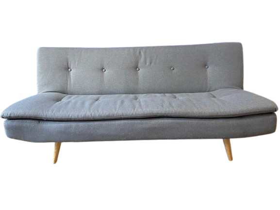 Canapé convertible tissu gris clair 180cm