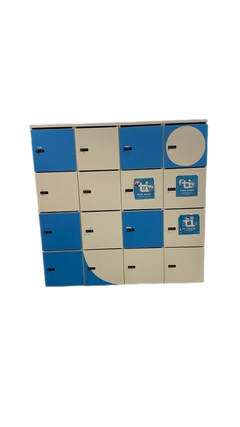 Casier de rangement à code - 16 cases bois blanc - face