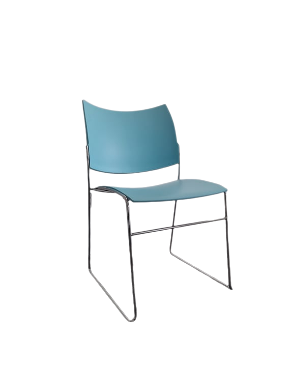 Chaise de réunion Casala Curvy bleue turquoise